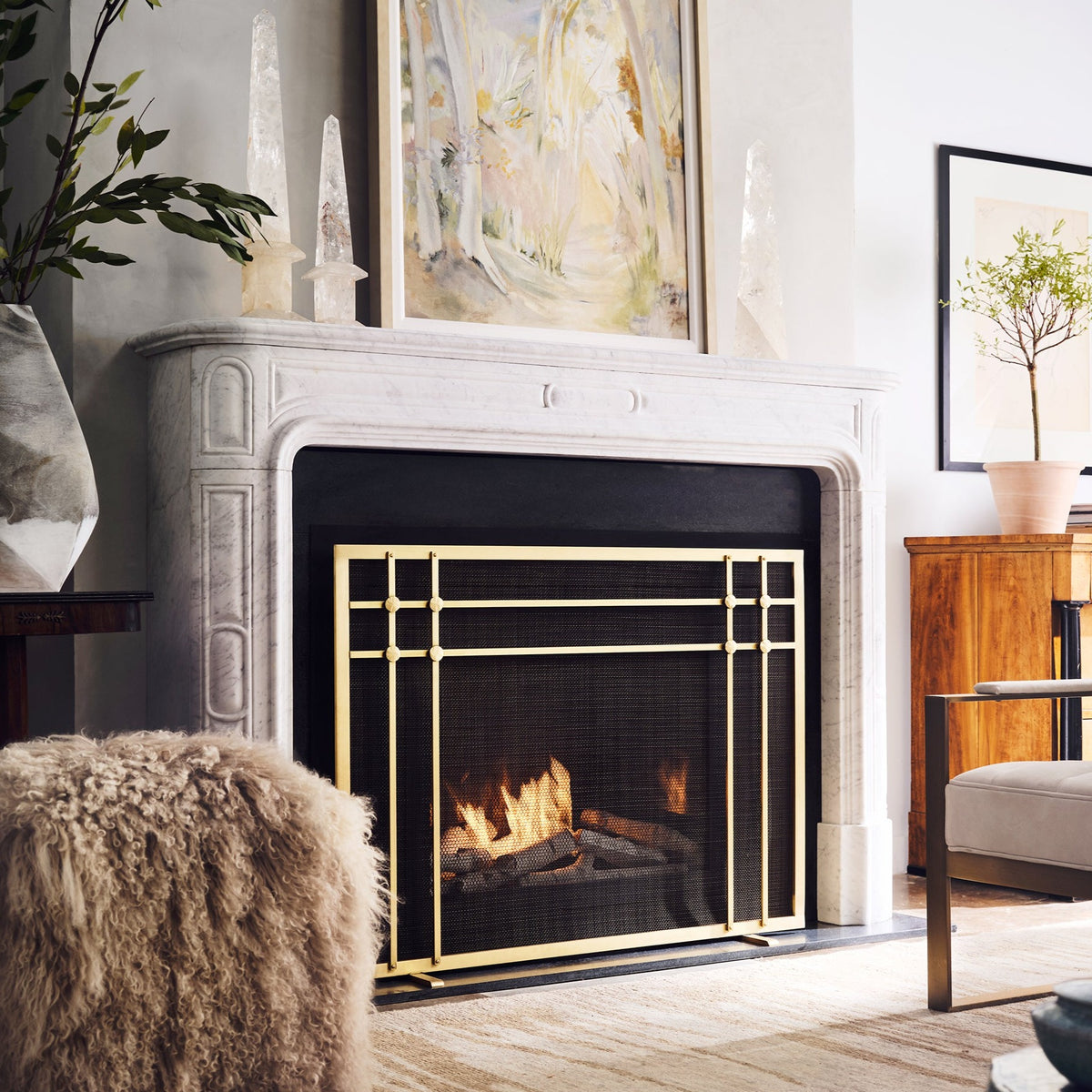 Designer Decor - Firescreen Large Brass Fireplace Modern – BSEID