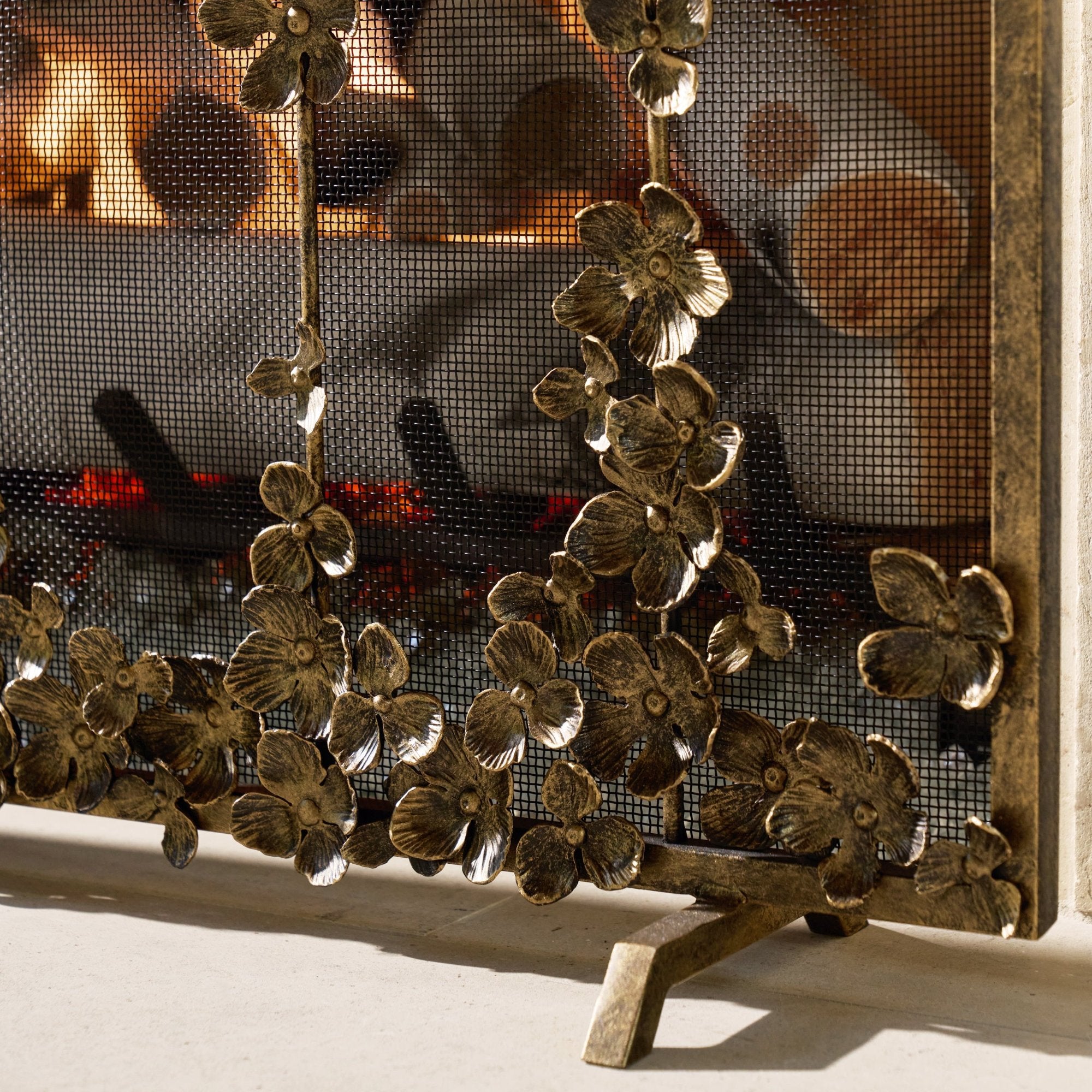 Cascading Blooms Fireplace Screen