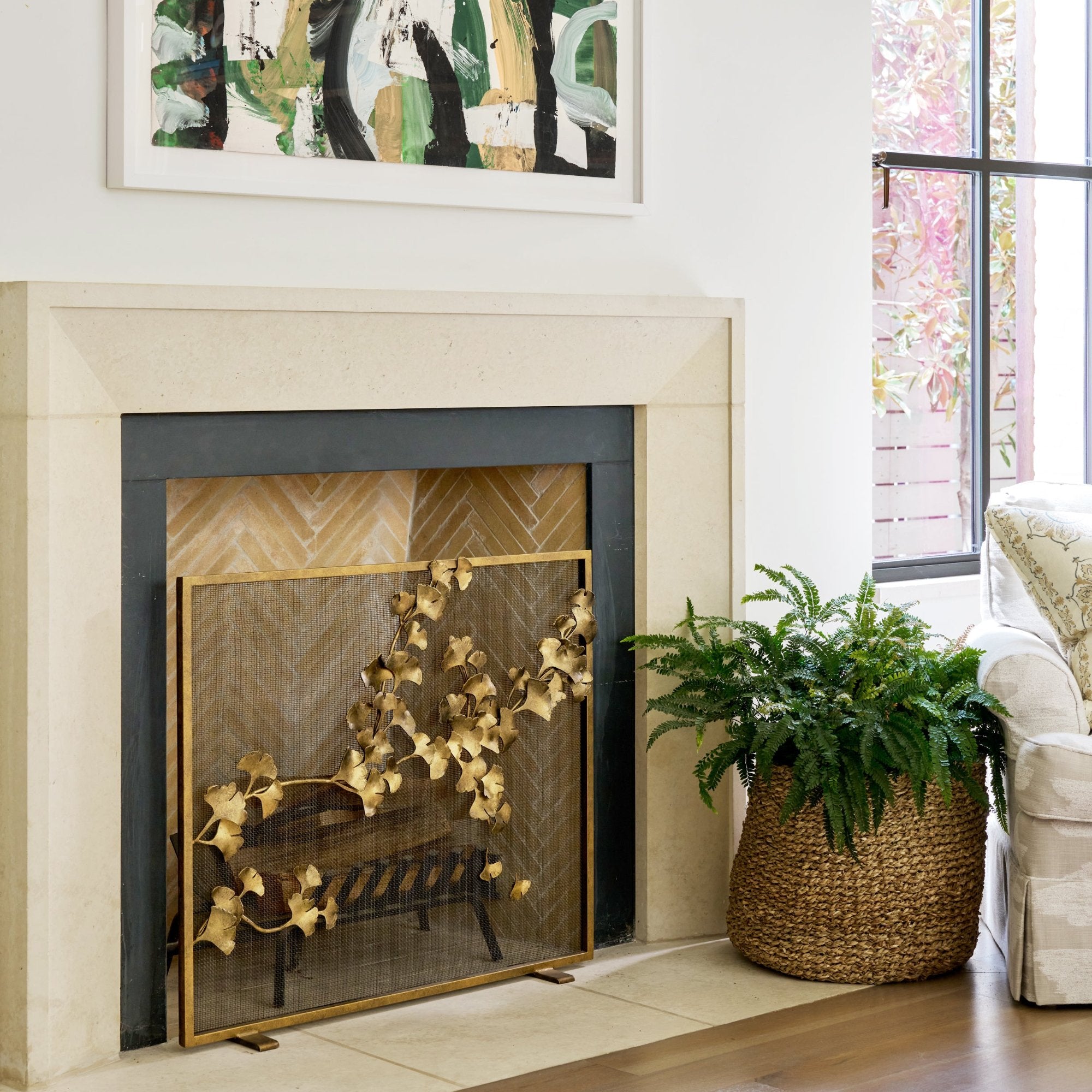 Ginkgo Fireplace Screen