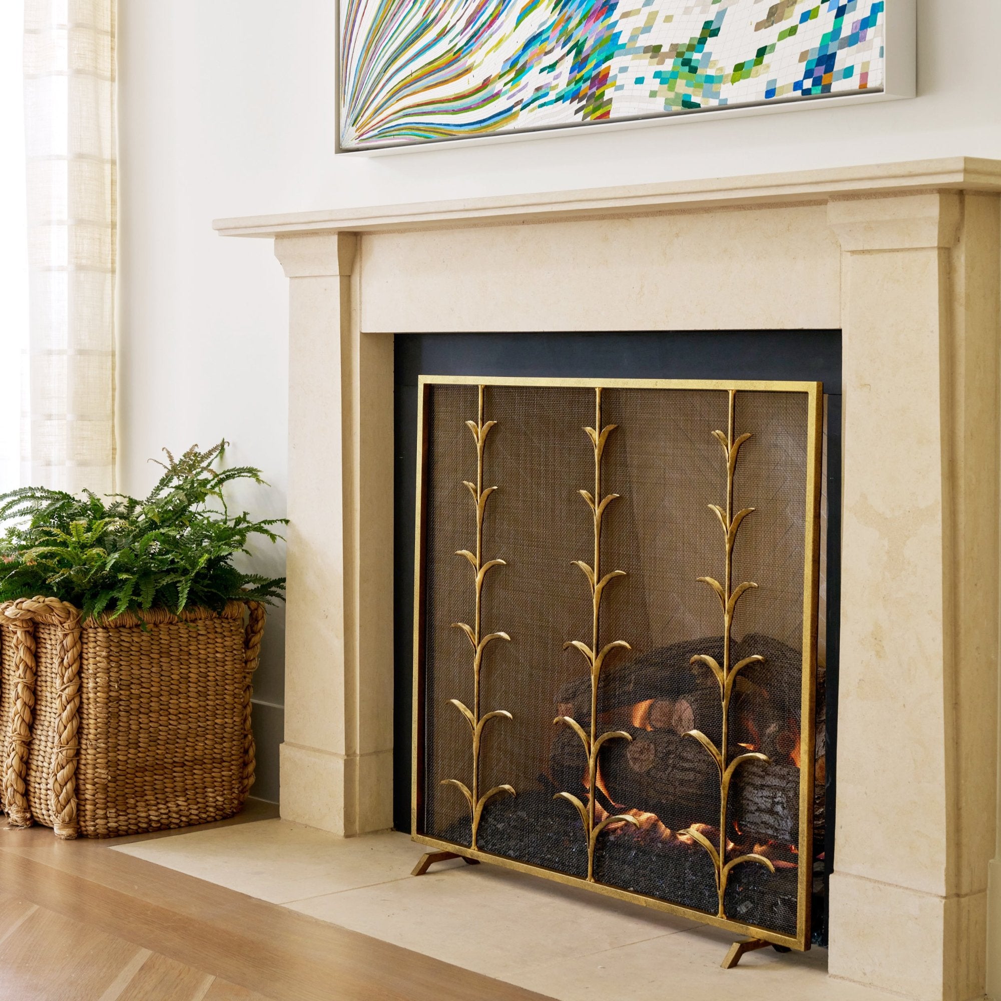 Lily Stems Fireplace Screen