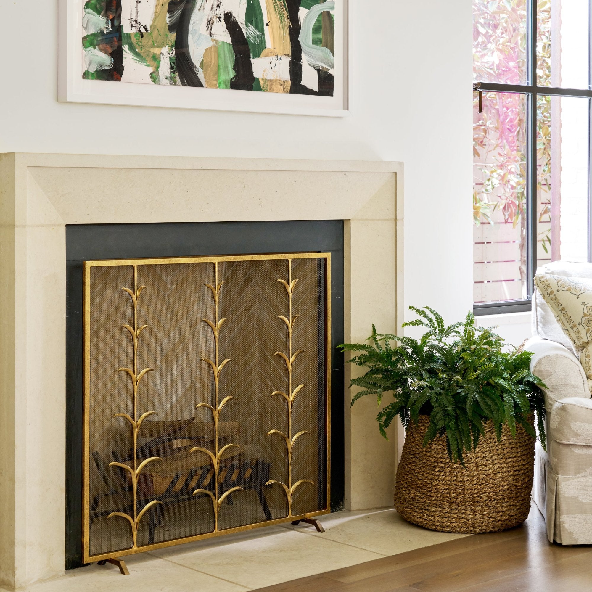 Lily Stems Fireplace Screen