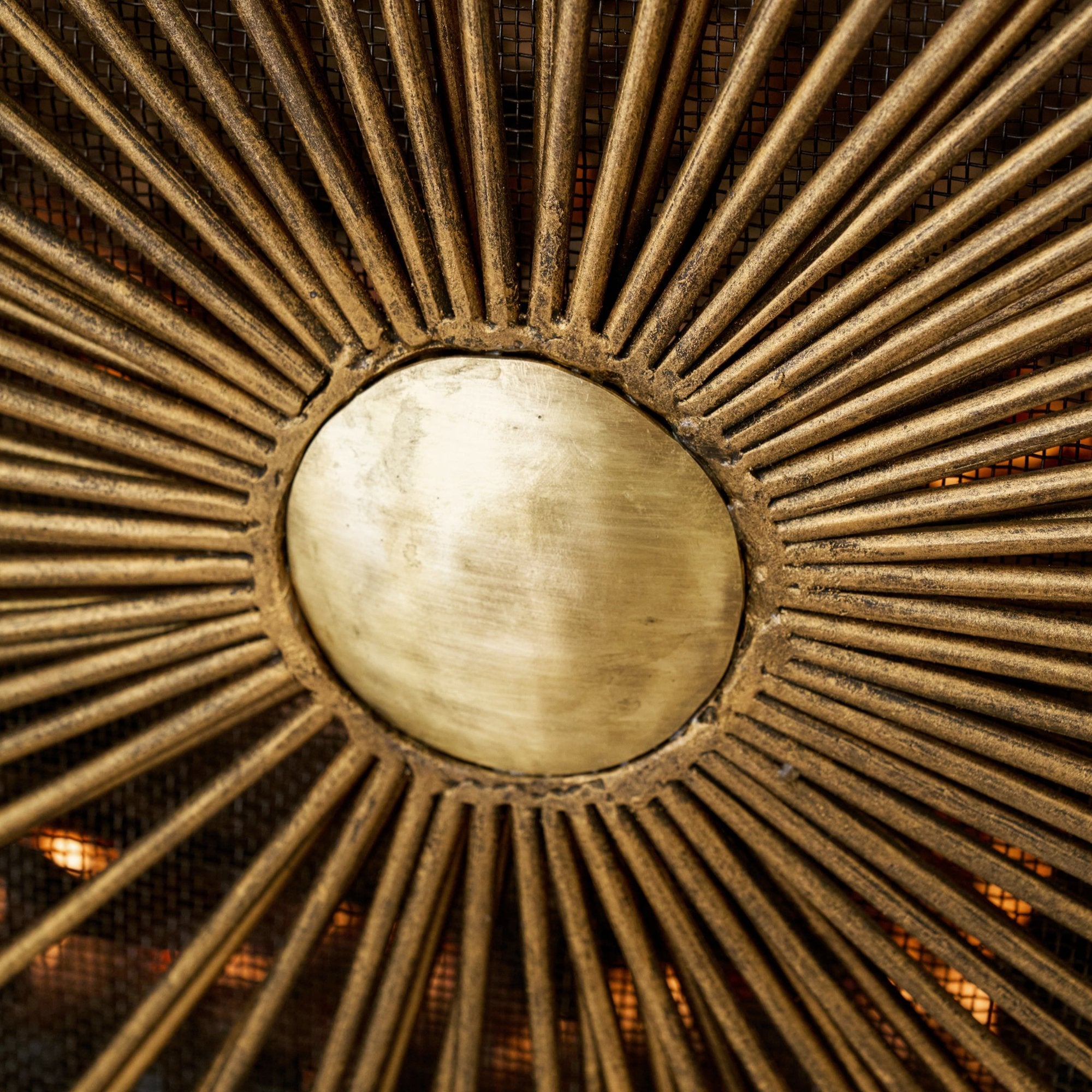 Sunburst Fireplace Screen in Aged Gold