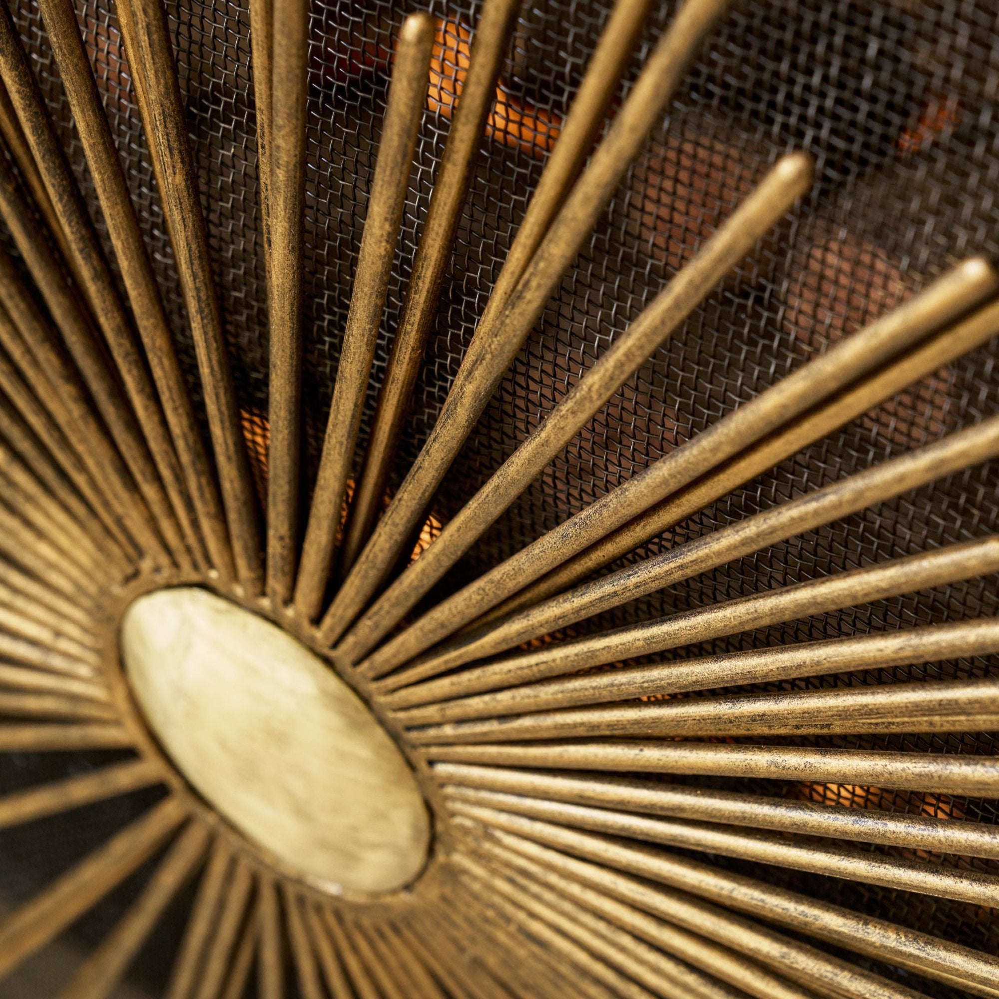 Sunburst Fireplace Screen in Aged Gold