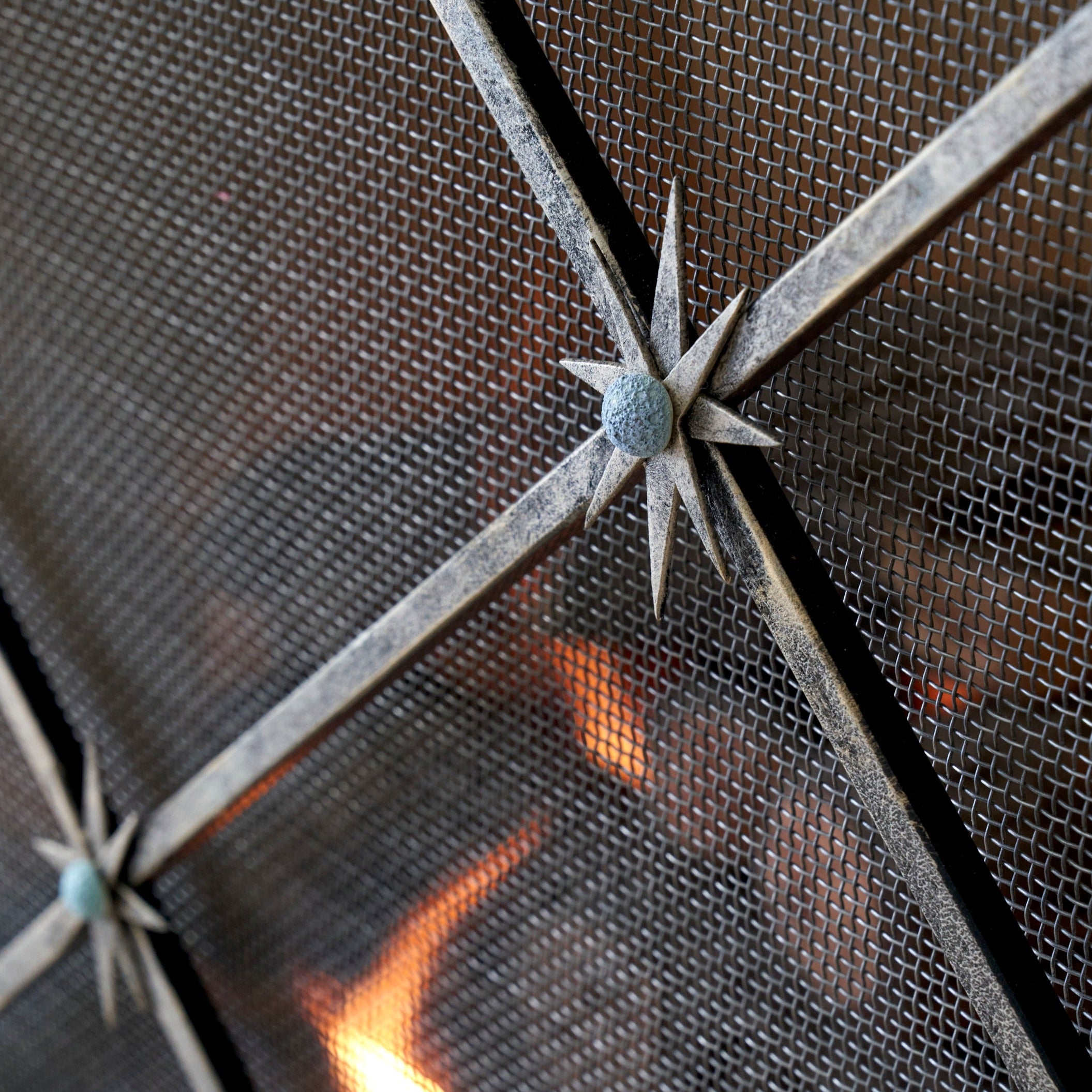 Celeste Fireplace Screen in Aged Silver