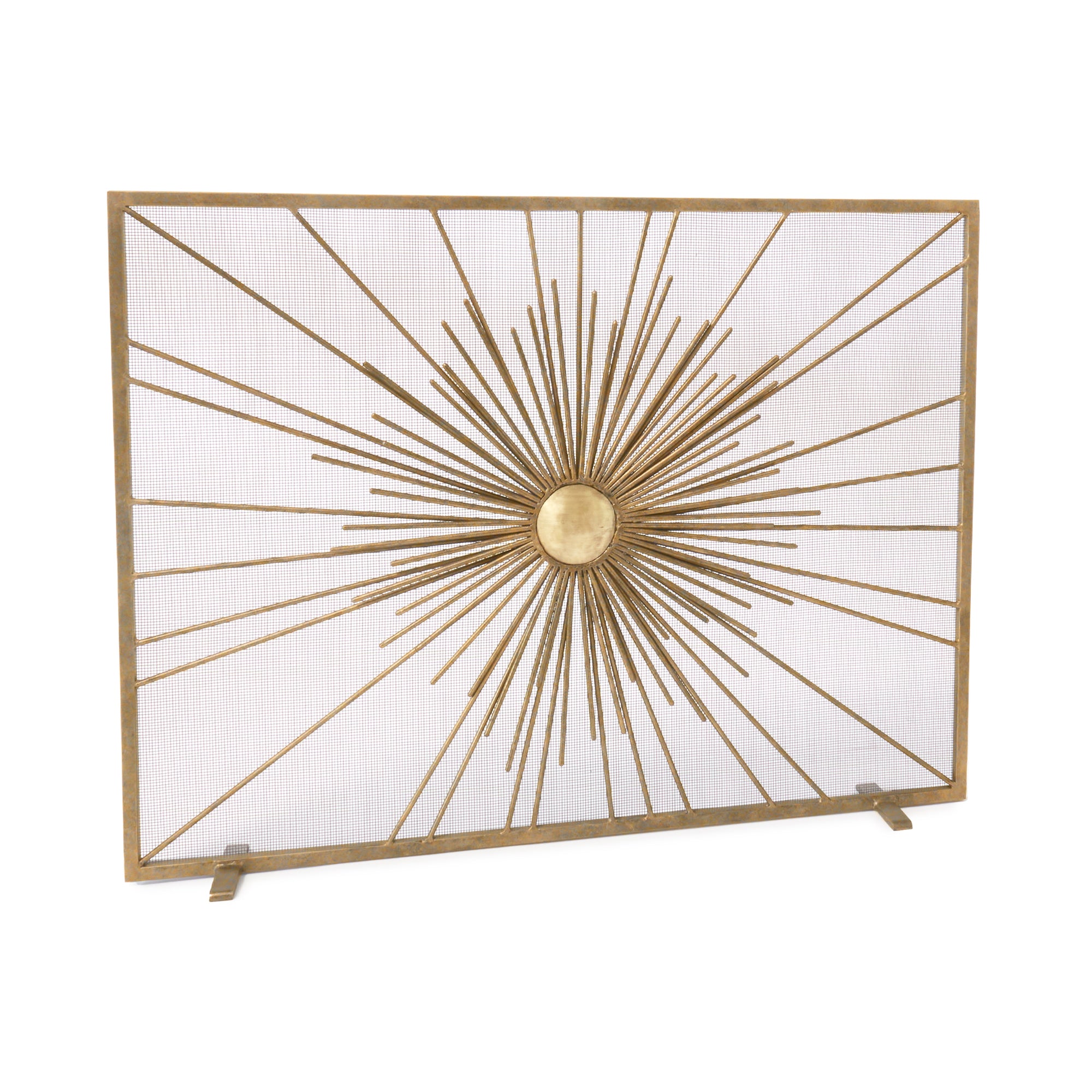 Sunburst Fireplace Screen in Aged Gold