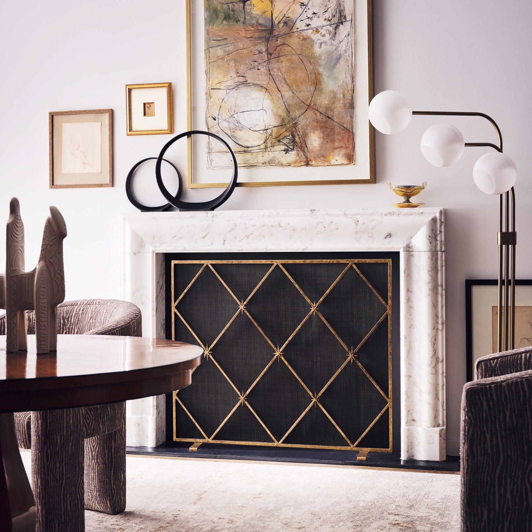 geometric fire screen