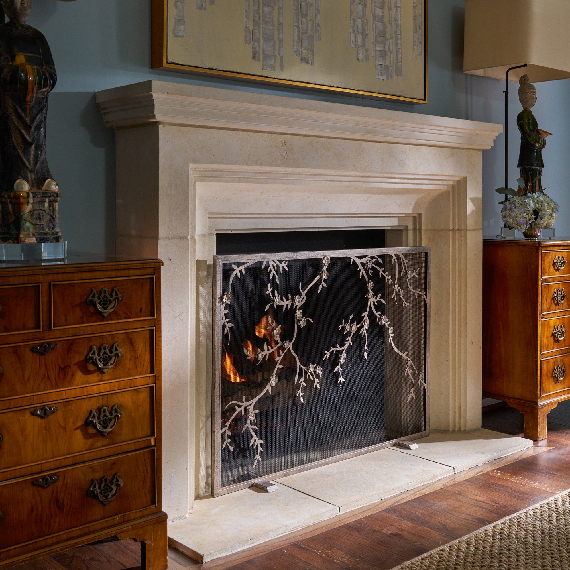 Plum Blossom Fireplace Screen