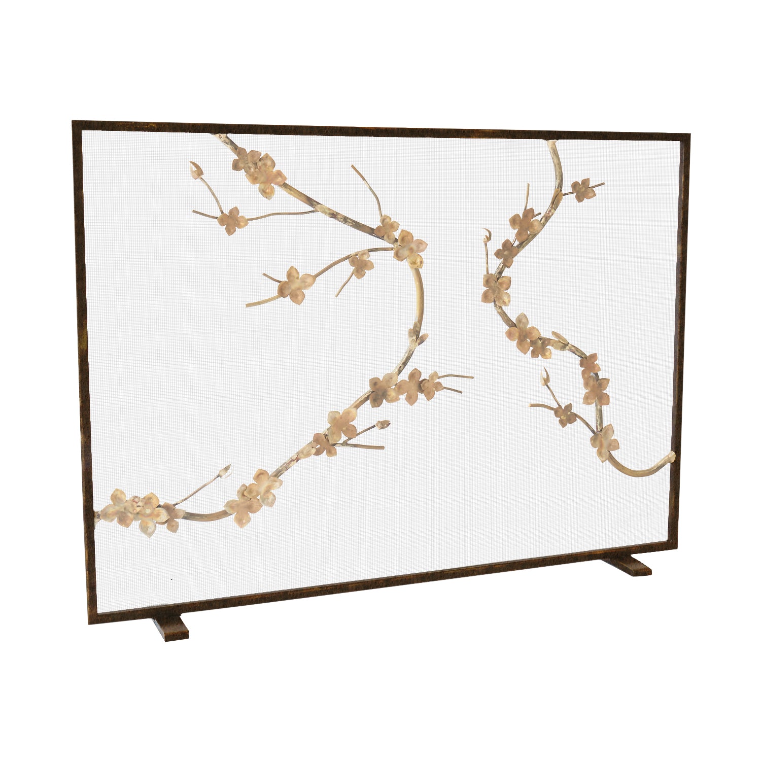 Sakura Fireplace Screen - Warm Black Frame