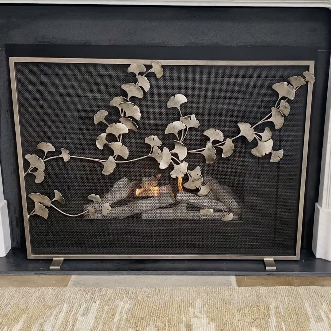 Load video: Ginkgo Fireplace Screen