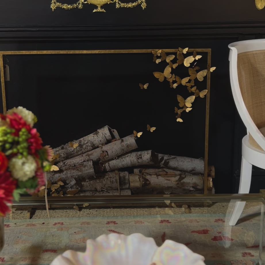 Load video: Butterfly Fireplace Screen, Lighter