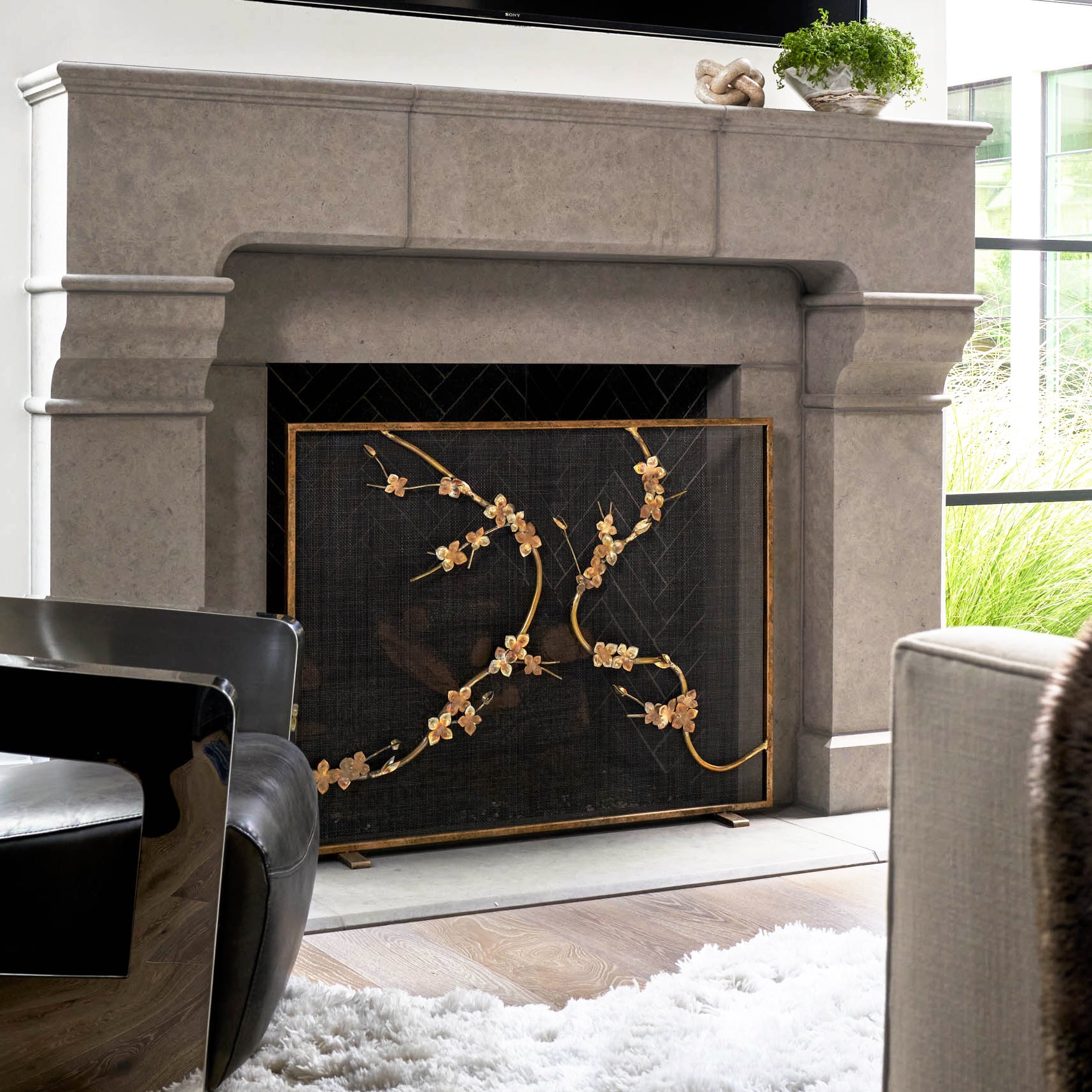 Sakura Fireplace Screen