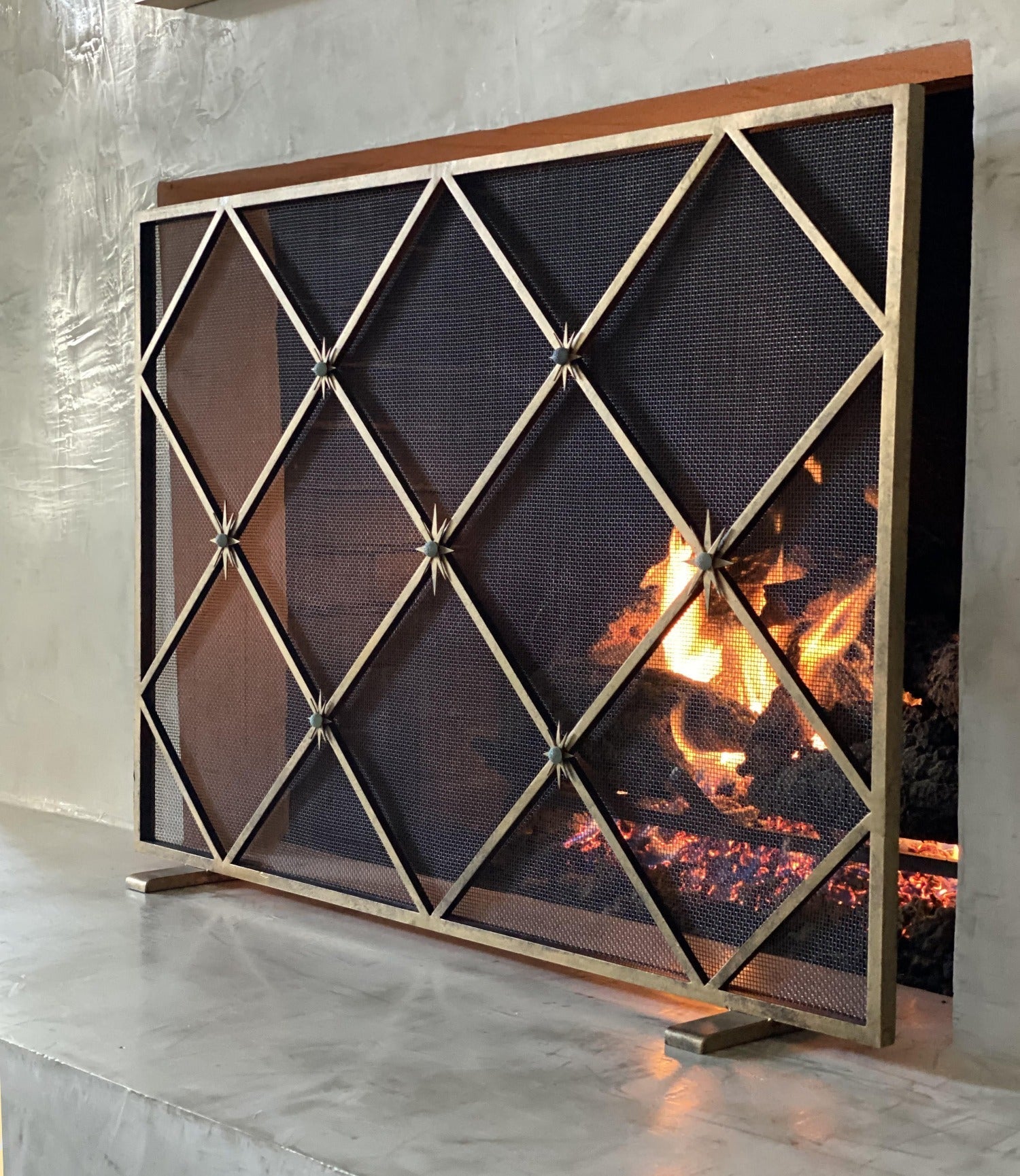 Celeste Fireplace Screen in Aged Gold